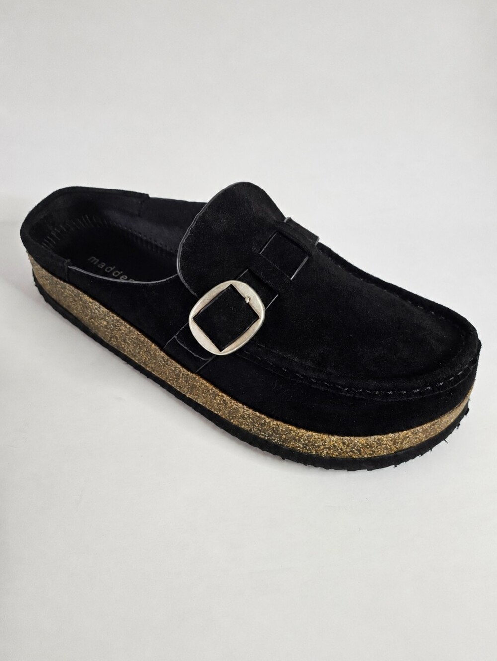 Madden Girl Paceyy Black Buckle Cork Platform Clogs Mules Size 9 Bohemian Hippie - Picture 3 of 12